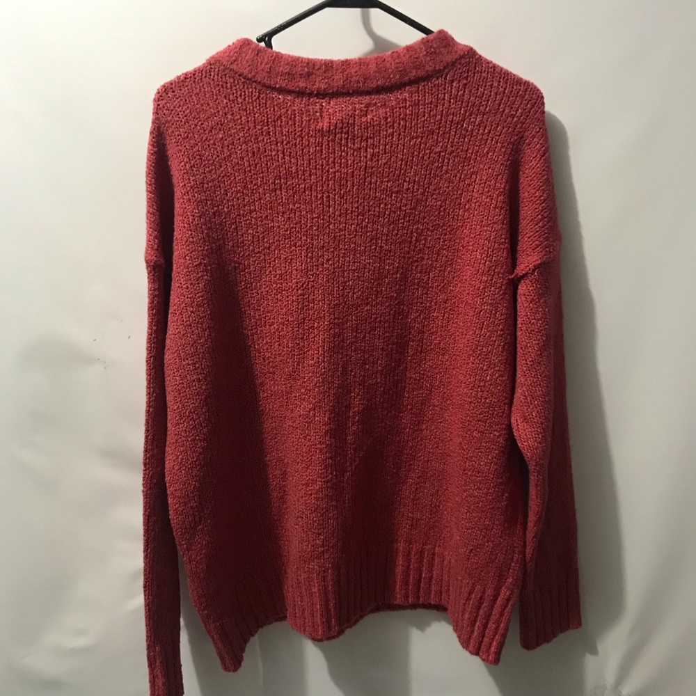 American Eagle Womens Sweater Jegging Fit 1/4 Button Red Small NWT. - Picture 2 of 4